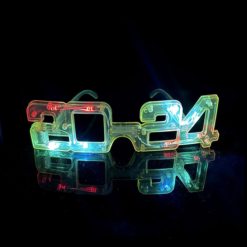 LED Glowing New Year Glasses 2024 Glitter Glasses For Party Evening Decoration