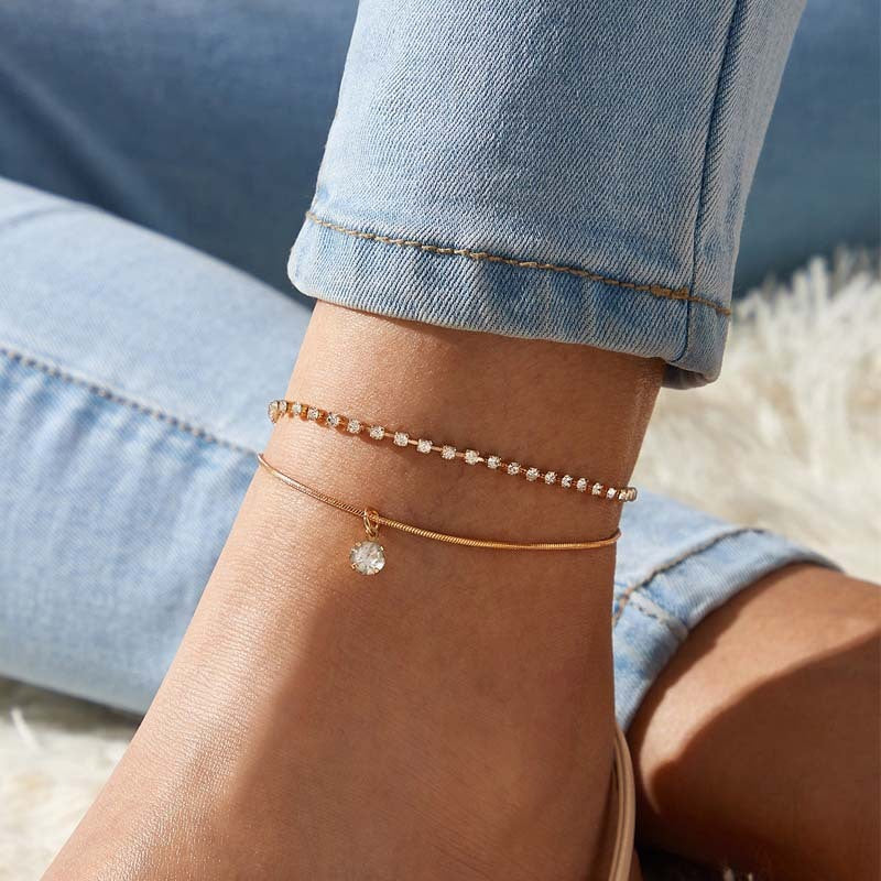 LETAPI Bohemian Beads Anklets for Women Boho Cubic Zirconia Anklet Ankle Bracelet on Leg Anklet Jewellery