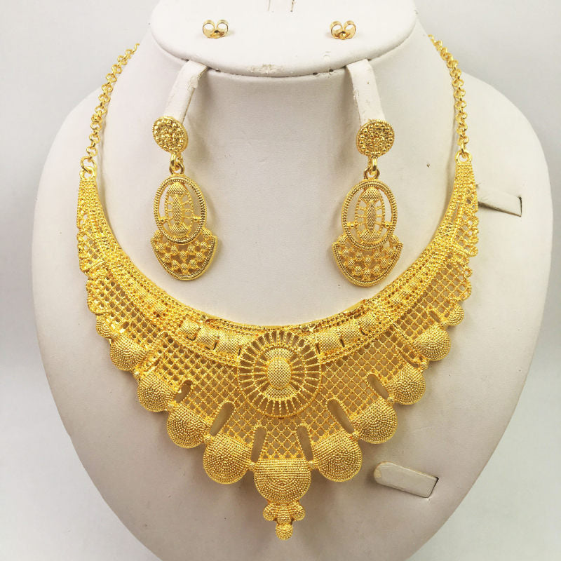 Gold Jewellery African Wedding Gifts Women Necklace Earrings