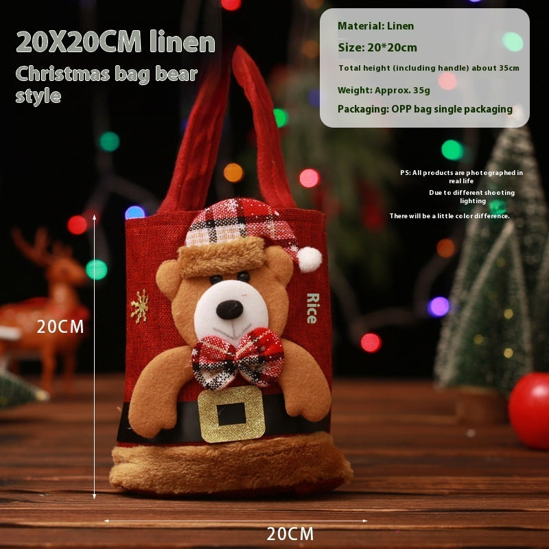 Christmas Candy Gift Tote Bag For Kids Funny Creative Santa Claus Elk Snowman Bear Handbag Small Christmas Tree Decoration Bags