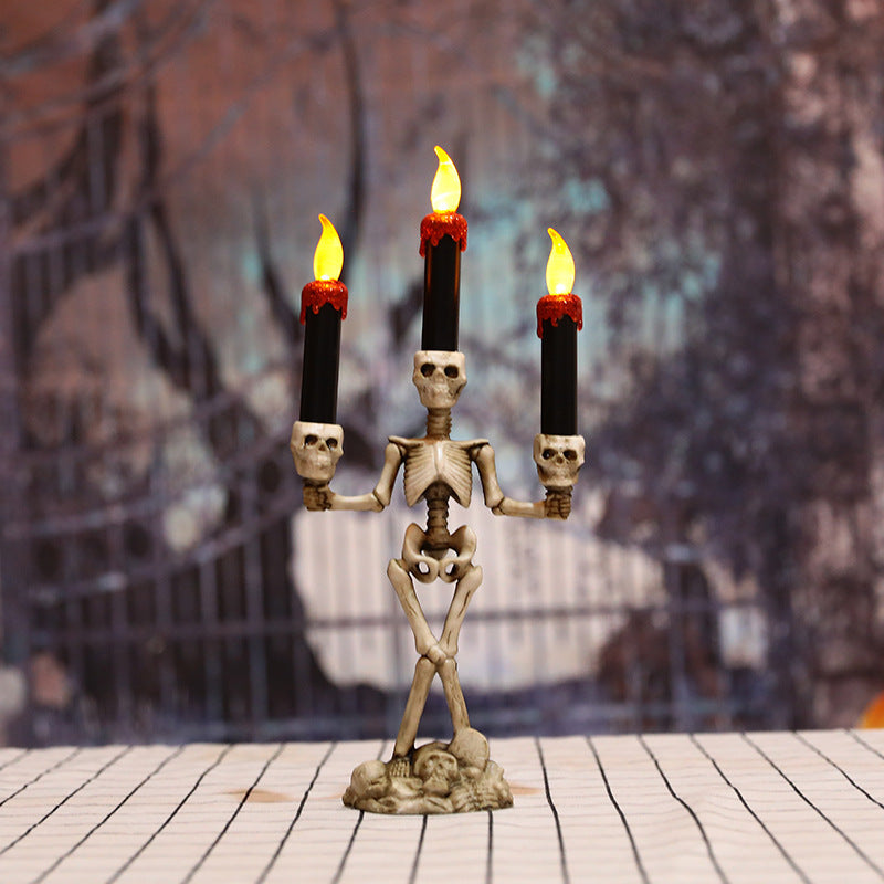 Halloween Three candles skeletons decoration