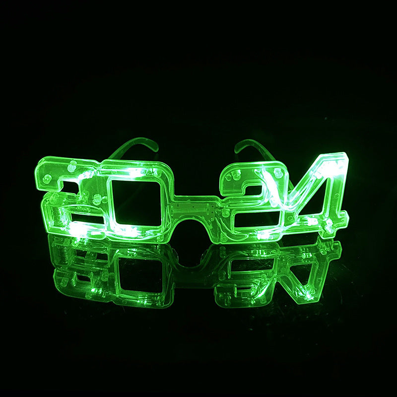 LED Glowing New Year Glasses 2024 Glitter Glasses For Party Evening Decoration