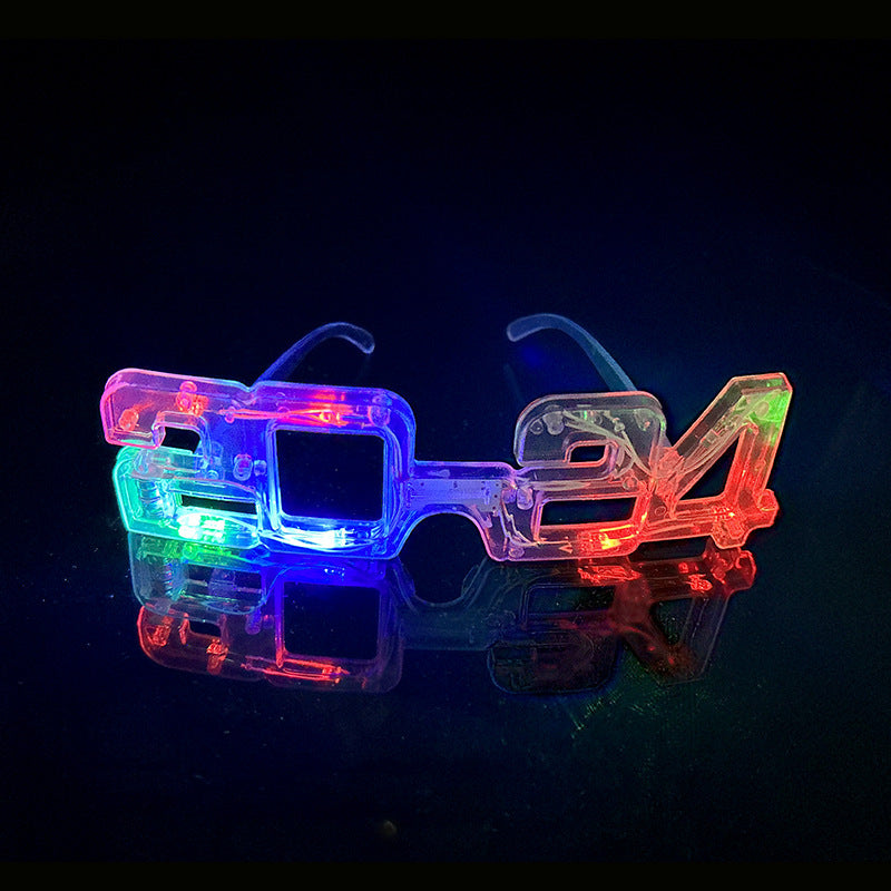 LED Glowing New Year Glasses 2024 Glitter Glasses For Party Evening Decoration