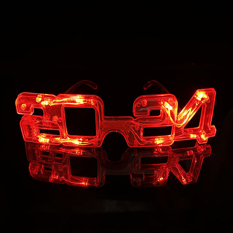 LED Glowing New Year Glasses 2024 Glitter Glasses For Party Evening Decoration