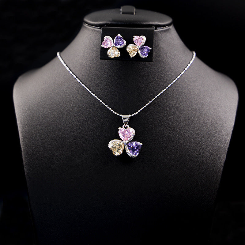 Clover Zircon Diamond Jewellery Set Women