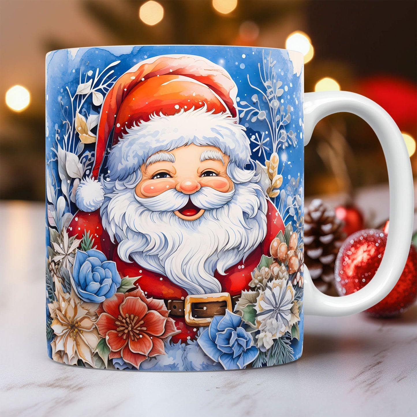 Christmas Theme Ceramic Mug 3D Santa Claus Coffee Cup Kitchen Gadgets