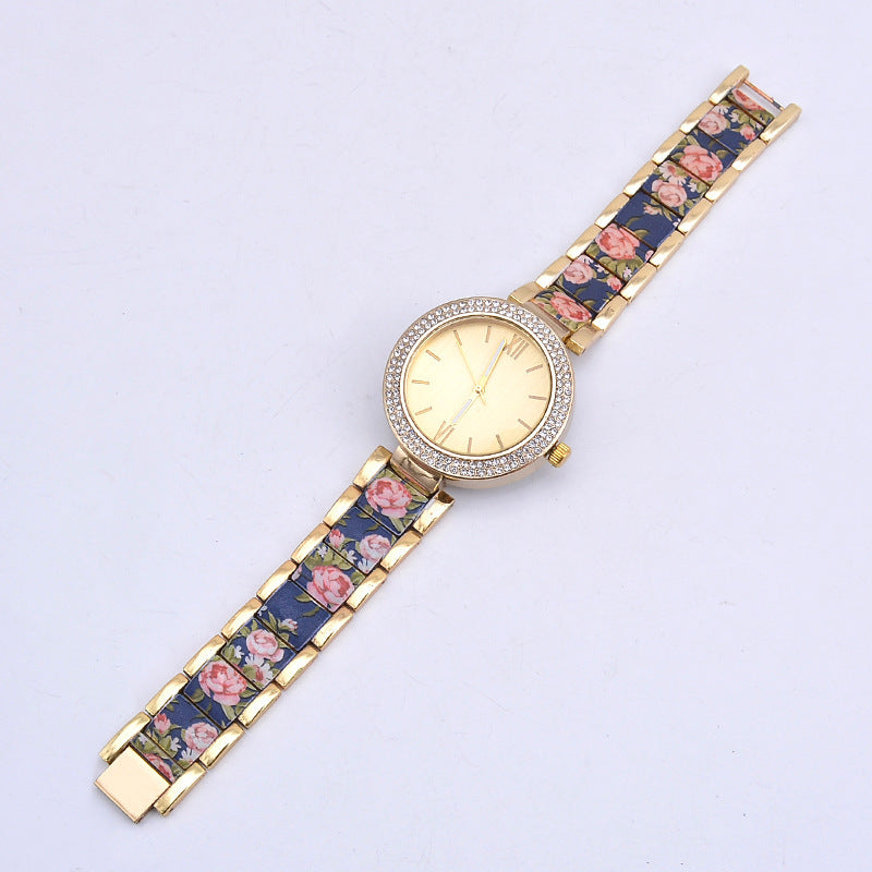 Fashion Printing Steel Watch Women